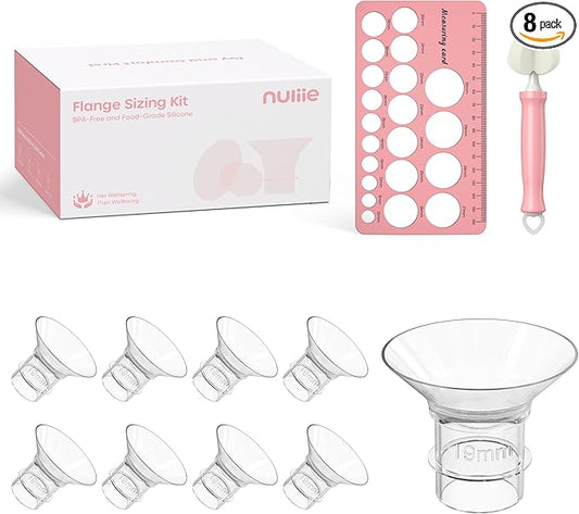 Nuliie 8PCS Silicone Flanges Insert Replacement Kit, Flange Sizing Kit 19mm for 24mm Flange/Shield Breast Pumps, Pumping Essential Kit for Moms