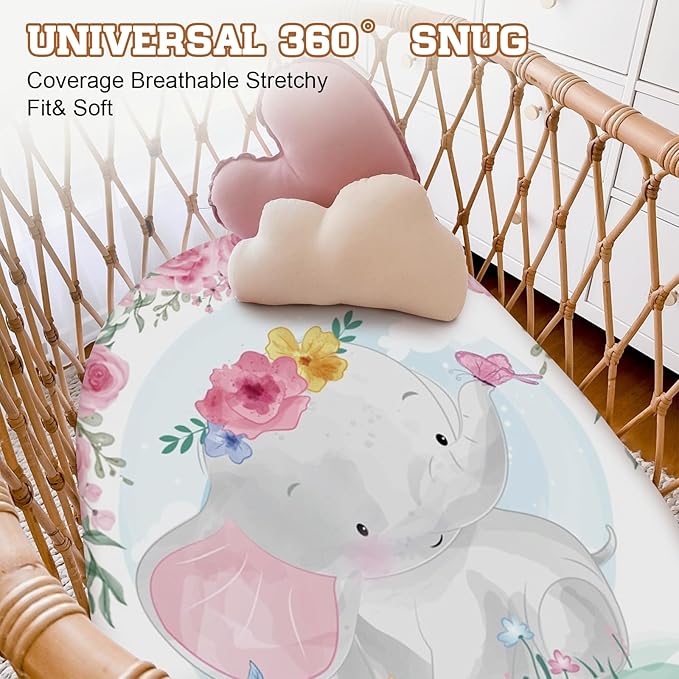 Personalized Toddler Changing Pad Cover - Custom 2 Piece Comfortable Pink Elephant Changing Pad Covers for Baby Boys and Girls, Birthday Gift for Toddlers