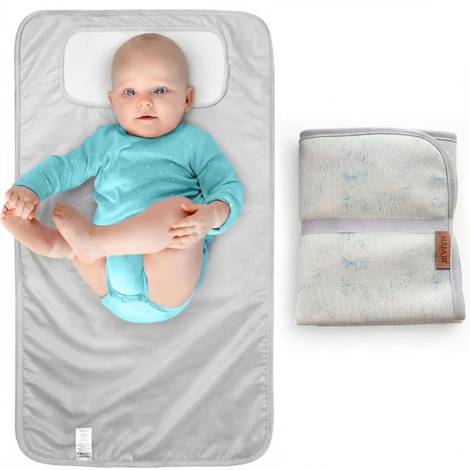 Hamur Home Portable Changing Pad – Waterproof, Washable & Easy Wipe Clean, Foldable Travel Baby Changing Mat for Diaper Bag, Compact & Lightweight, Must-Have for Newborns (Solid Green)