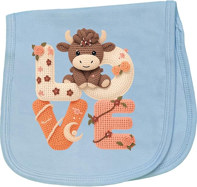 inktastic Cute Highland Cow Baby Burp Cloth Light Blue 47c04