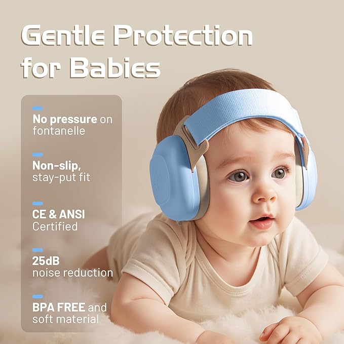 EZARC Baby Ear Muffs for Noise Protection – 25dB Noise Cancelling Headphones for Newborns, Infants & Toddlers (3–48 Months)