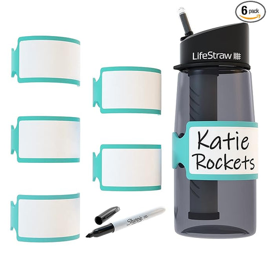 Pumpkin Doodle Permanent Write-on Labels for Bottles/Sippy Cups/Food Containers 6pcs (Turquoise)