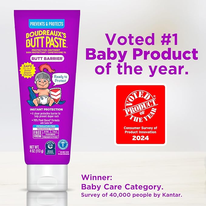 Boudreaux's Butt Paste 4oz Butt Barrier Ointment and 4oz Sensitive Skin Diaper Rash Ointment