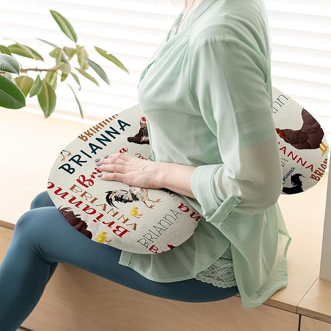 Baby Nursing Pillow Cover - Personalized Name Breastfeeding Pillow Cover with Chicken Pattern, Stretchy Removable U-Shaped for New Moms, Soft Breathable Slipcover for Infant Boys Girls