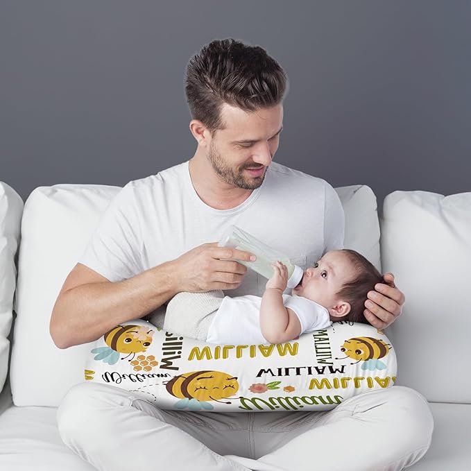 Dyoart Custom Baby Nursing Pillow Cover for Nursing, Bees Theme Removable Nursing Covers for Breastfeeding Pillows, Ultra Soft Comfortable Slipcover for Newborn Baby Boys and Girls