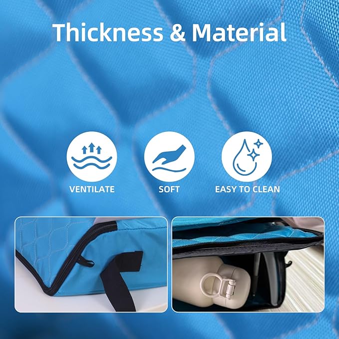 Booster Seat for Kitchen Chair, Toddler Booster seat for Dining Table, Travel, Restaurant, Portable High Chair, with Storage Bag, Baby Essentials, Blue(12"x12"x4")