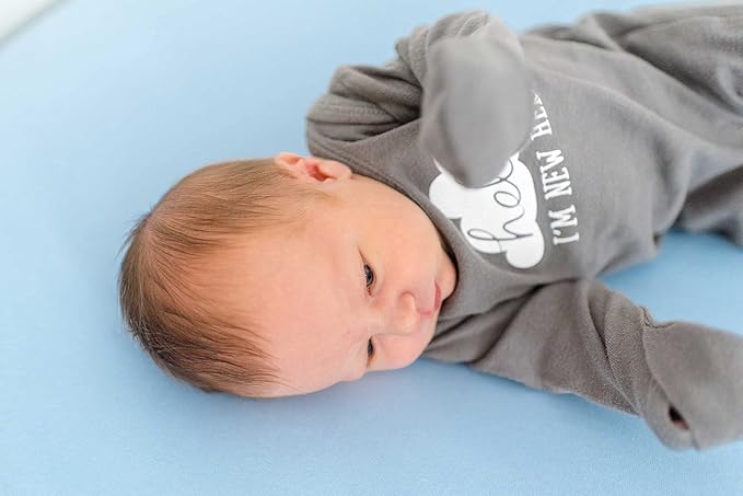 SheetWorld Baby Fitted Bassinet Sheet 15 x 33 inches, 100% Cotton Jersey Hypoallergenic Sheet, Unisex Boy Girl, Organic Baby Blue, Made in USA