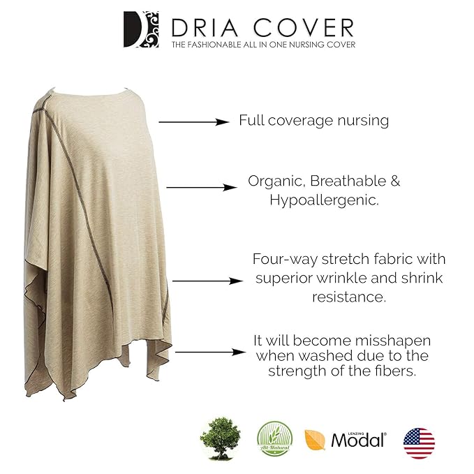 Solana Nursing Cover By Dria: Premium Breastfeeding Poncho made with Organic Modal Fabric.