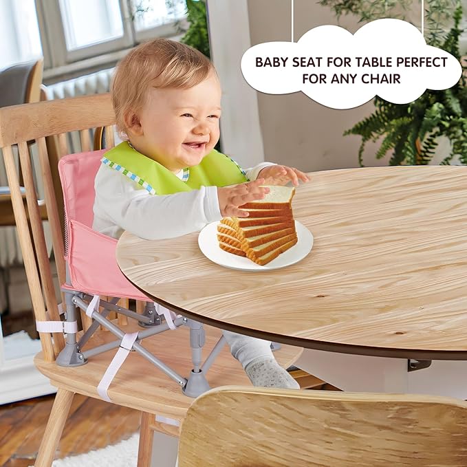 Portable Baby Chair, Folding Booster Seat with Tray for Dining Table Compact Camping Chair for Lawn Beach Travel Babies 6-36 Months