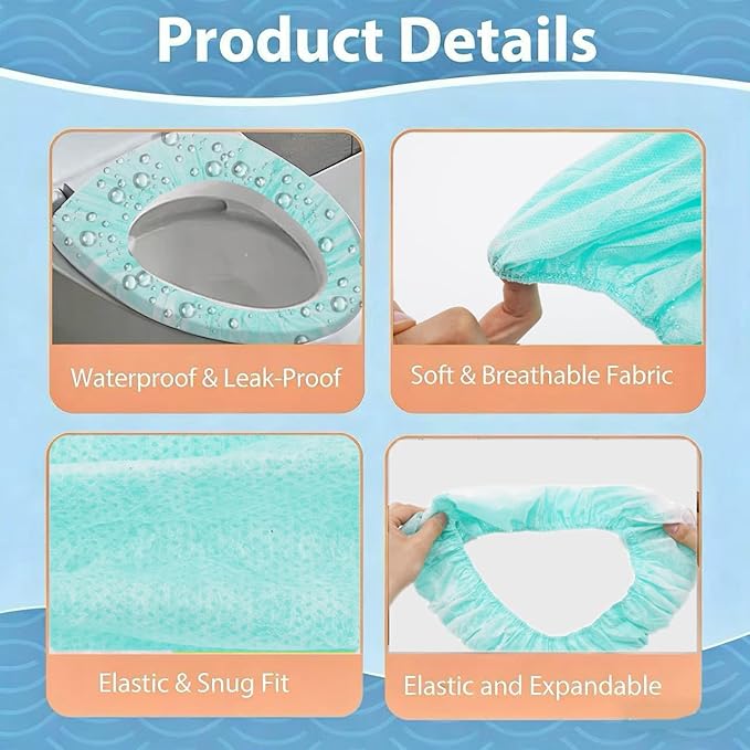 Disposable Toilet Seat Covers, 20 Pcs, Waterproof Non-Woven Fabric, Individually Wrapped, Portable for Travel, Hotel, Hospital, Public Toilet (Green)