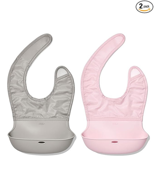 OXO Tot Roll-Up Bib - 2 Pack - Drizzle and Blossom