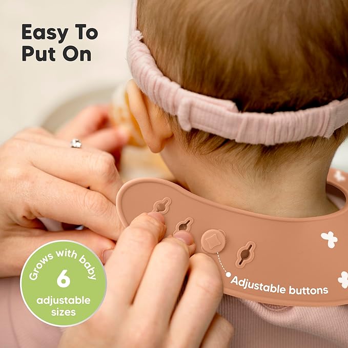 KeaBabies 2-Pack Silicone Bibs for Babies, Toddlers Girl, Boy – Sturdy Food-Grade Baby Bibs for Eating, Large Food Catcher, Clean & Put On Easily, Waterproof Toddler Feeding Essentials (Butterflies)