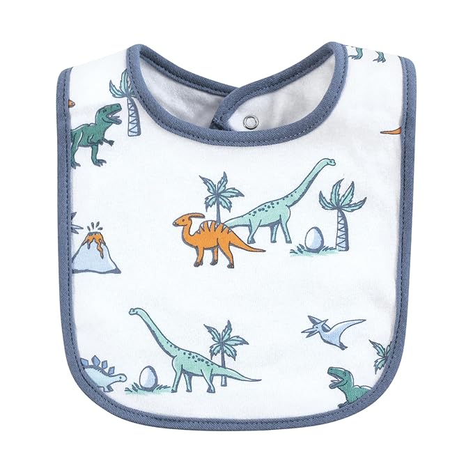 Hudson Baby Unisex Cotton Bibs, Pastel Dino, One Size