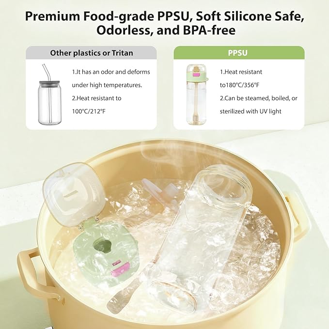 PPSU Pregnancy Water Bottle and Baby Bottle Set, Patented Leak-Proof Design, Postpartum Essentials, Great Gift for Moms and Babies, Silicone, Heat Resistant to 180°C/356°F (5 oz, 8 oz，16 oz)