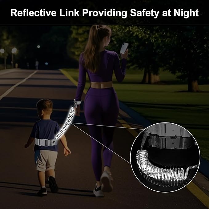 Accmor Toddler Waist Leash + Anti Lost Wrist Link with Lock, Hands-Free Baby Safety Belt Kids Elopement Leash Child Secure Public Walking Tether for Two Children & Special Needs ADHD/ASD Autistic