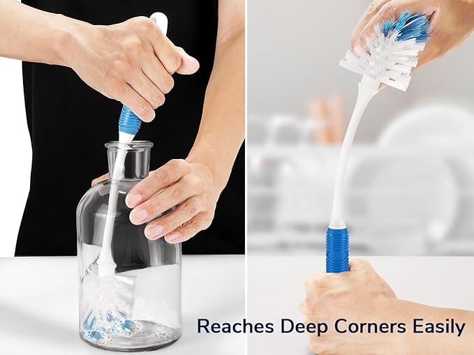 Bottle Brush Cleaner Set—Long Water Bottle Brushes for Tumblers, Cups, Glassware & Baby Bottles, 4 Pack