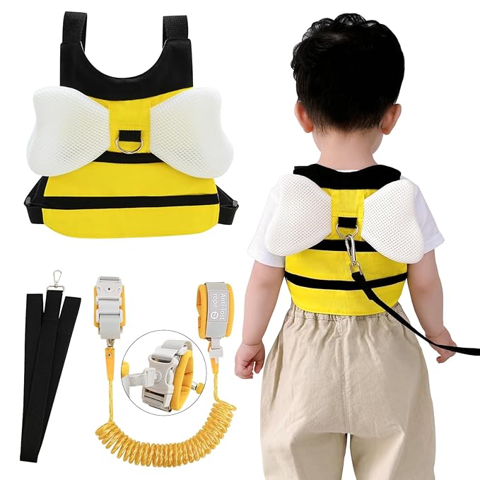 Toddler Leashes + Anti Lost Wrist Link for Kids, 4 in 1 Kid Harness Backpack Leash for Girls Boys, Kids Anti Lost Leash Cute Baby Harness Belt Strap Foldable Children Safety Leash for ZooPark Travel