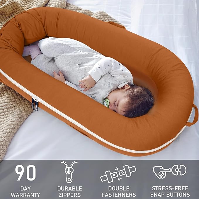 Organic Replacement Cover with Waterproof Pad | Premium Quality Spare Cover Certified Organic Cotton | [Fits Dockatot Deluxe + Docks] (Cover Only) (Brown, Waterproof Organic Cotton)