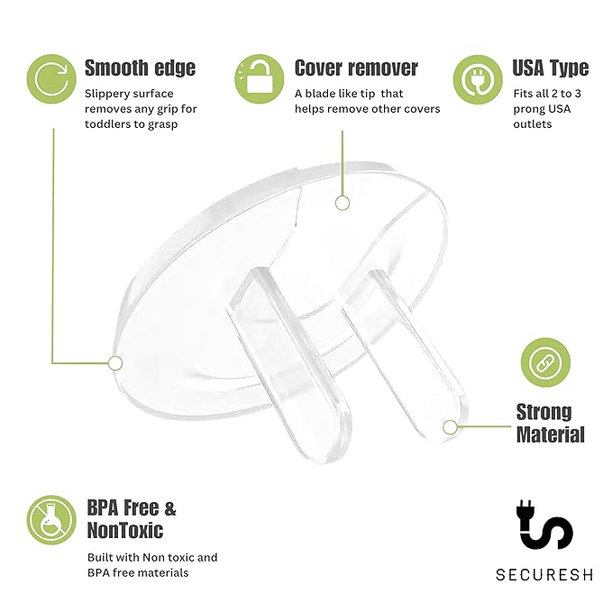 Outlet Cover for Baby proofing – Clear Wall Plug Covers - Childproof Outlet Cover for Electrical Outlets - Simple Installation and Protect Your Babies with Outlet Covers Pack of 50 (Transparent)