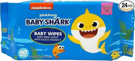 Baby Shark 60ct Baby Wipes with Aloe & Vitamin E - 24 pack