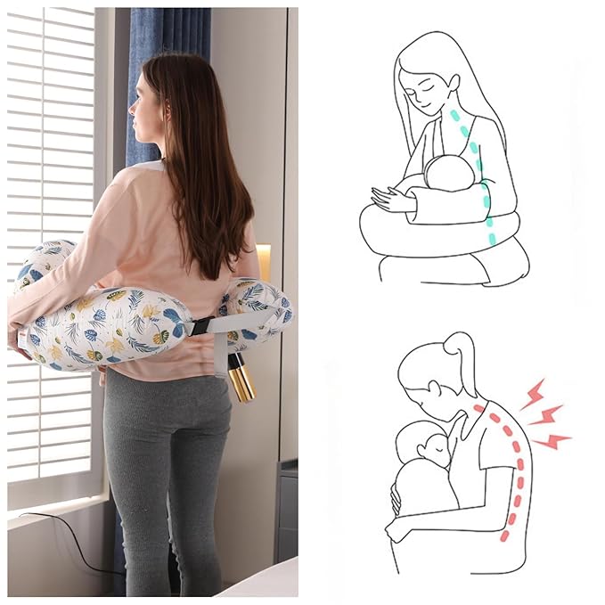 BATTOP Nursing Pillow for Breastfeeding - More Support for Mom, Feeding Pillow with Removable Cover and Adjustable Waist Strap, Plus Size Breastfeeding Pillow