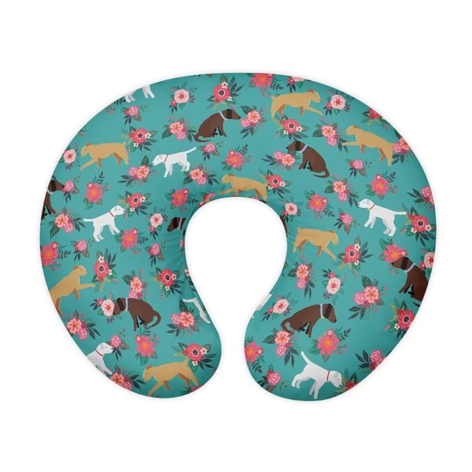 Puppy Flowers Baby Nursing Pillow Cover Soft Neutral Breastfeeding Pillow Slipcover for Bottle Feeding, Decorative Custom Gifts for Toddler Infant