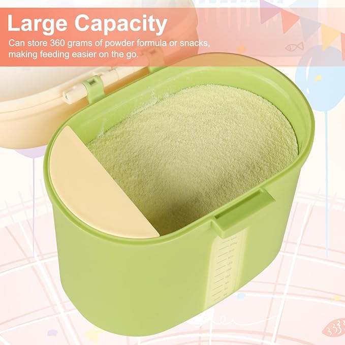 Accmor Baby Formula Dispense On The Go, Portable Milk Powder Formula Dispenser with Scoop,Formula Containers for Travel Hold 12.7oz/360g Formula, Green