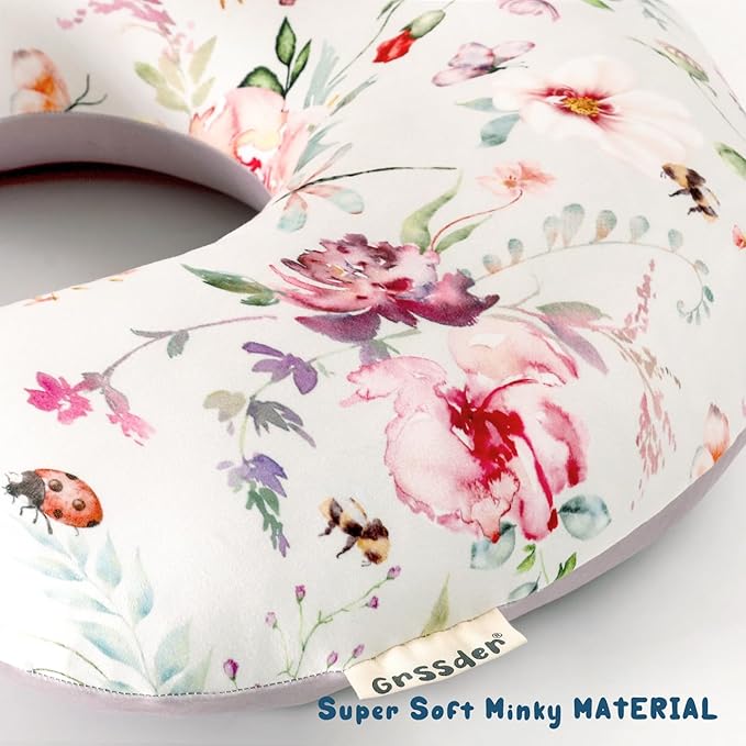 GRSSDER Nursing Pillow Cover, Stretchy Soft Minky Fabric Covers, Fit Most Nursing Support Pillows for Breastfeeding, Comfortable Safe Pillow Cover, Pretty Stylish Pattern