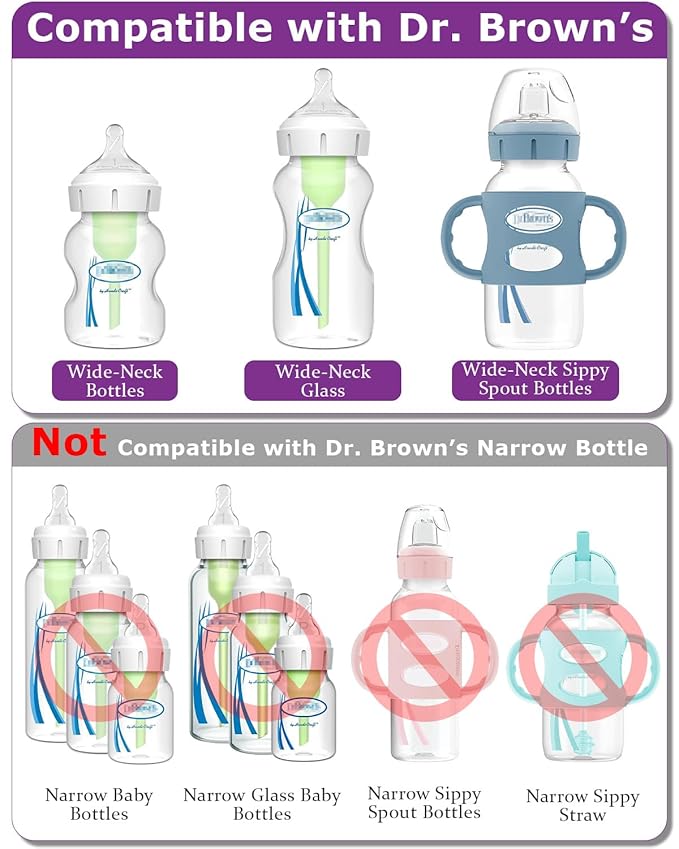 Sippy Spout Nipples for Dr. Brown's Wide-Neck Baby Bottles and Sippy Spout Bottles,Variable Flow, Silicone Conversion Nipple,6+ Months,6 Count