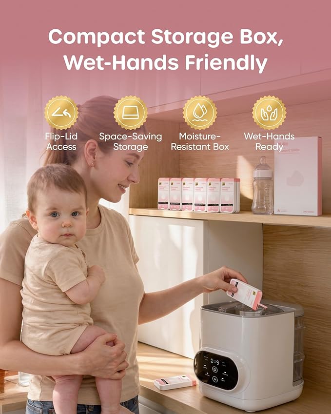 Nuliie 60PCS Detergent Tablets with Sealed Box, Bottle Washer Tablets for Momcozy, Baby Brezza, GROWNSY & Momfann, Removes Milk Residue & Odor, Gentle Formula Safe