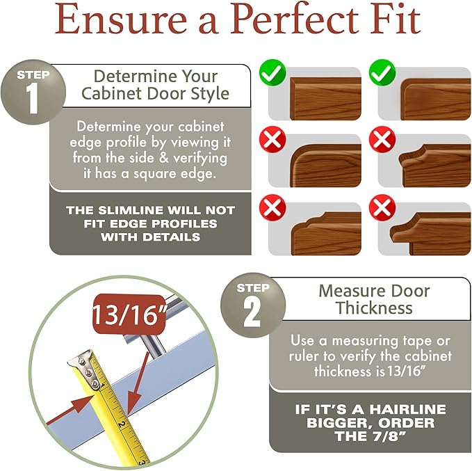 Cabinet Hero 4-Pack 13/16" Thick, 24" Length Slimline Cabinet Edge Protector – Durable Slip-On Plastic Door & Drawer Edge Guard – Prevents Shelves for Wear, Bumps, Discoloration & Damage - Black