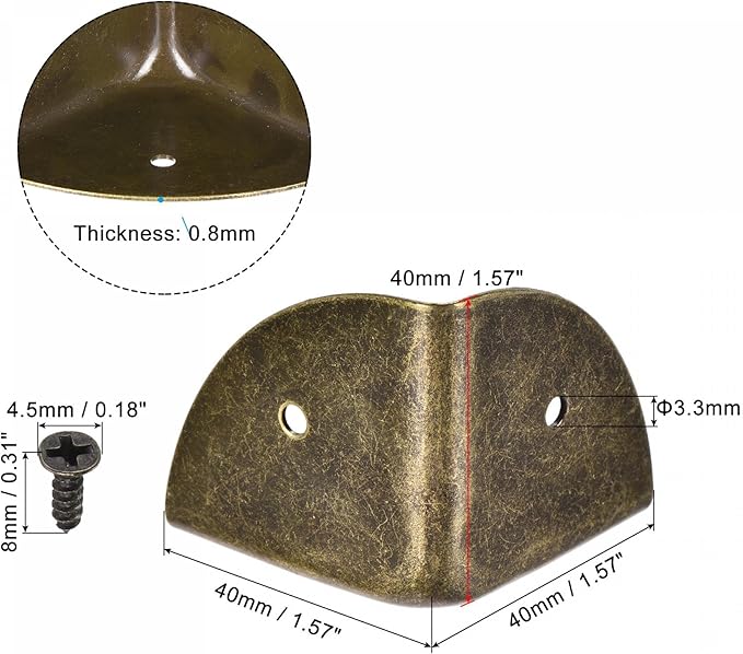 uxcell 40x40x40mm Metal Box Corner Protectors Edge Guard Bronze Tone 4pcs for Table Corners and Desk Corners