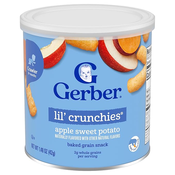 Gerber Lil Crunchies Variety Pack, 2 Garden Tomato, 2 Apple Sweet Potato, 2 Mild Cheddar, 1.48 OZ each (6 CT)
