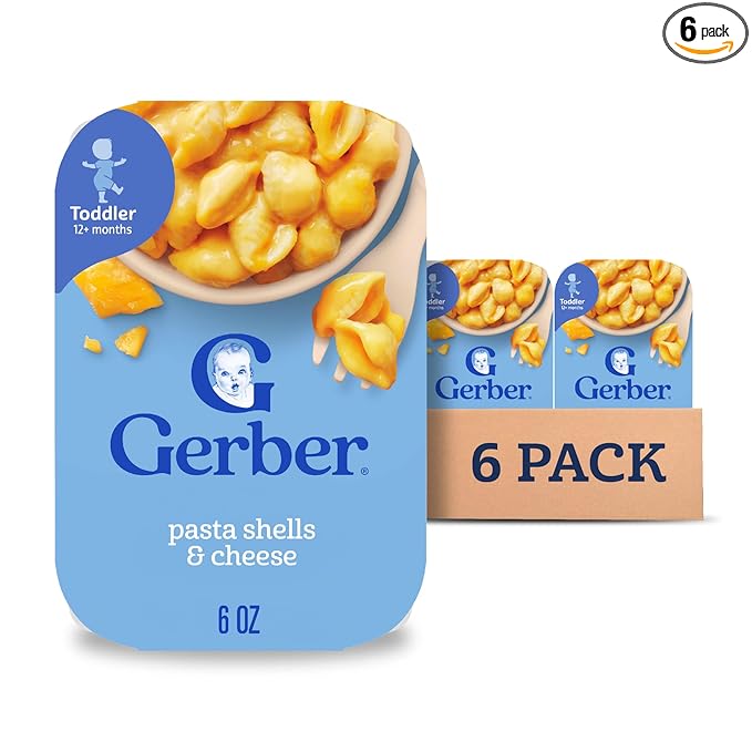 Gerber Toddler Food, Pasta Shells & Cheese, Mealtime for Toddler, 6PK