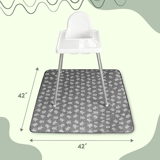 S&T INC. Splat Mat for Under High Chair, Water Resistant Floor Mat, 42 Inches by 42 Inches, Grey Scatter