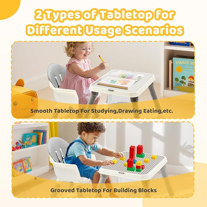 JOYMOR 7 in 1 Convertible Baby High Chair for Babies and Toddlers, Table and Chair Set, Infant Eating Highchair with Leather Seat Cushion