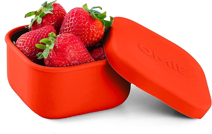 OmieBox Silicone Leakproof Snack Containers To Go, Food Storage Containers with Lid, School Lunch Bento Container - BPA Free, Airtight, Dishwasher and Freezer Safe, Oven Safe - 9.4 ounces (Orange)