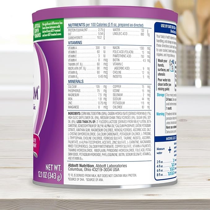 Similac Alimentum With 2'-FL HMO Hypoallergenic Infant Formula, for Food Allergies and Colic Due to Protein Sensitivity, Baby Formula Powder, 12.1-oz Can, Pack of 12