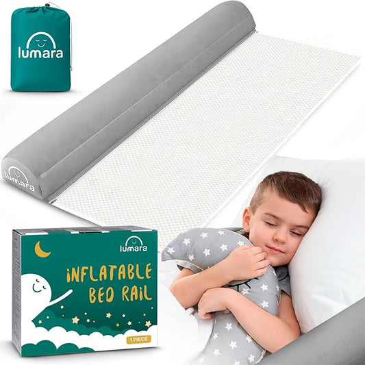 LUMARA Inflatable Bed Rail for Toddlers - Portable Travel Bed Bumper for Kids Fits Twin Full Queen King Size Beds - Non-Slip Safety Guard Rails
