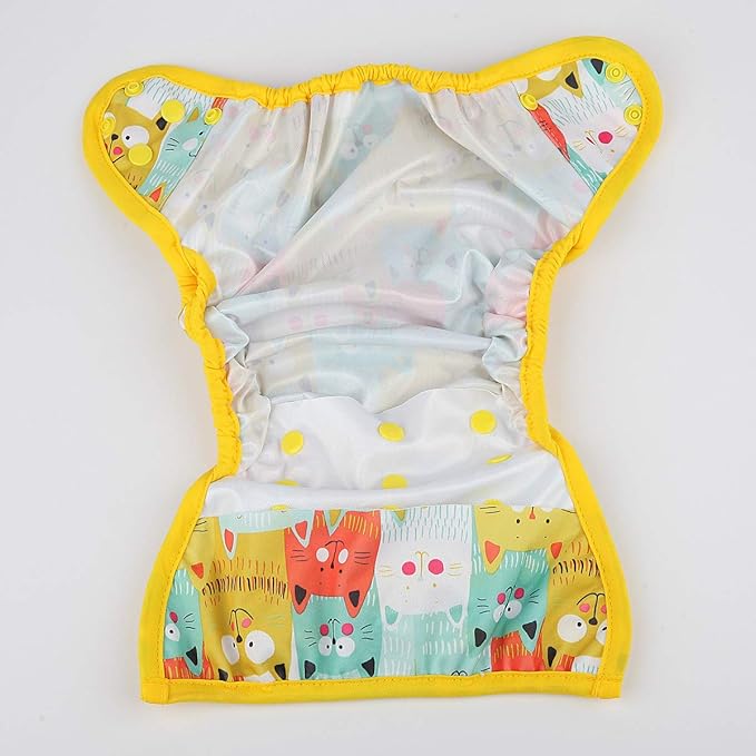 One Size Cloth Diaper Cover Snap With Double Gusset (Cat)