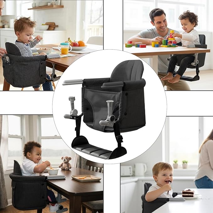 Lvvbaby Portable Baby High Chair-Foldable Convertible Table for Travel & Home,Clamp-On High Chair Space-Saving Design with 2-Position Anti-Slip Clamp,3-Point Safety Harness Lightweight 4.3lbs