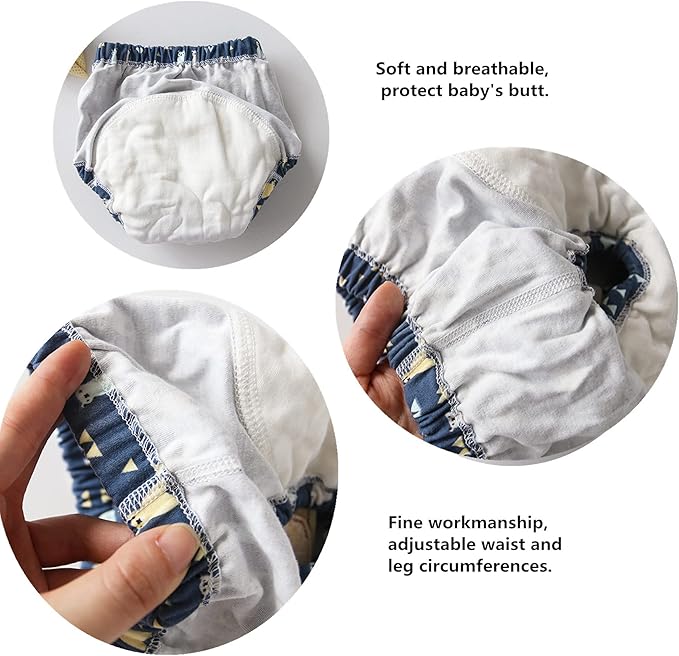 4 Pack Baby Toddler Potty Training Pants Layered Cotton Training Underwear for Toddlers Girls Boys (4T, E)
