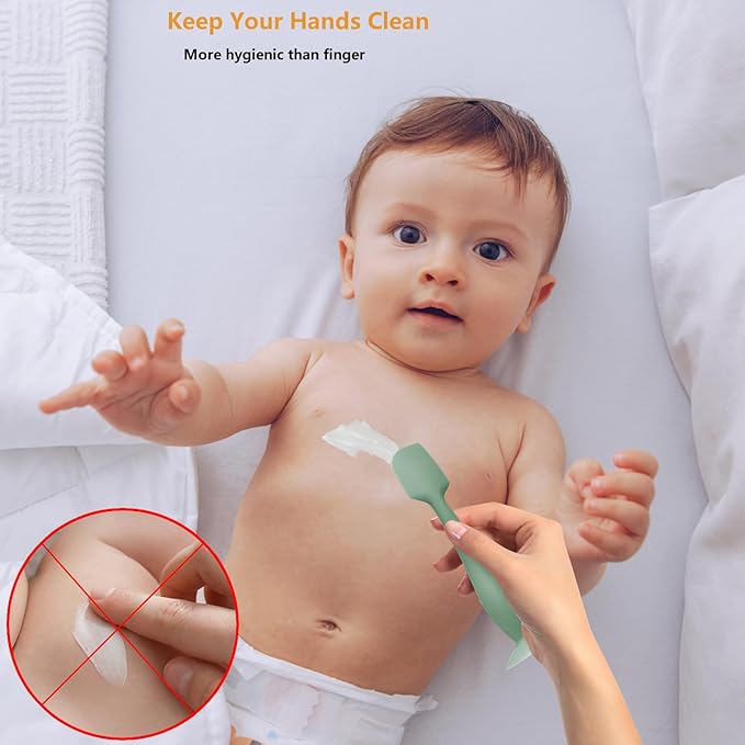 Baby Diaper Cream Spatula Applicator, 4 Pack Butt Paste Spatula Diaper Cream Brush for Newborn Baby, 2 Large and 2 Mini Sizes (Green, gray)