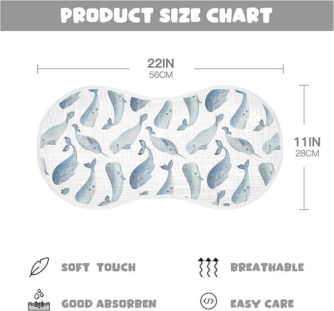 vvfelixl Baby Burp Cloths Whale Dolphin Baby Newborn Cotton Burping Cloths Set Baby Washcloths 4 Pack