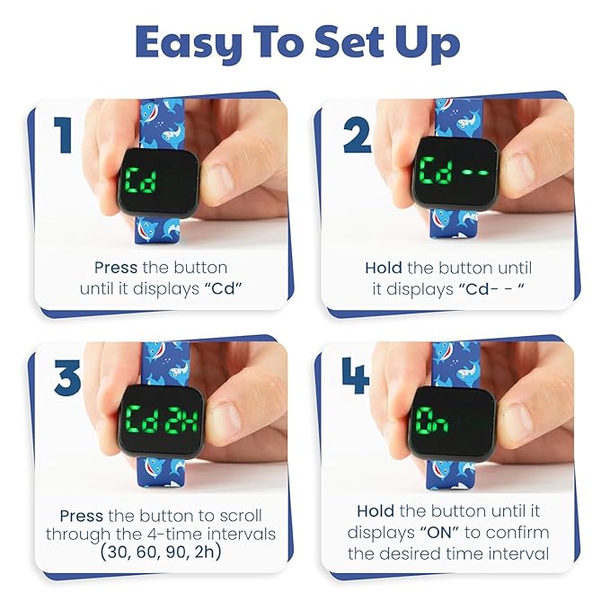 Potty Training Watch for Kids V4 – A Water Resistant Toilet Reminder Device for Boys & Girls to Train Your Toddler with Fun/Musical & Vibration Interval Reminder with Potty Training eBook (Shark)