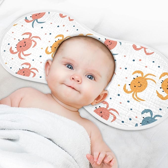 vvfelixl Colorful Crab Burp Cloths for Baby Boy Girls Baby Washcloths Burp Rags 1 Pack