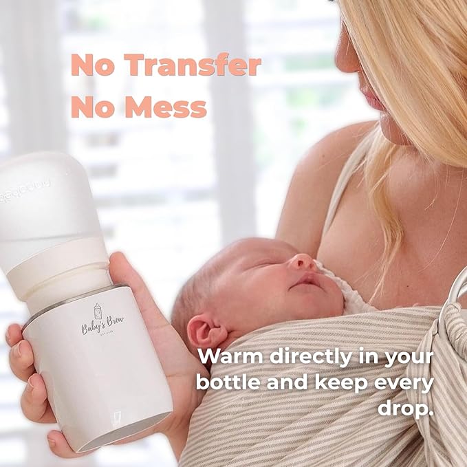 Baby's Brew Portable Bottle Warmer – Cordless Baby Bottle Warmer for Breastmilk & Formula, Rechargeable Travel Milk Warmer, Leak-Proof, Compact, Blue, Adapter Not Included