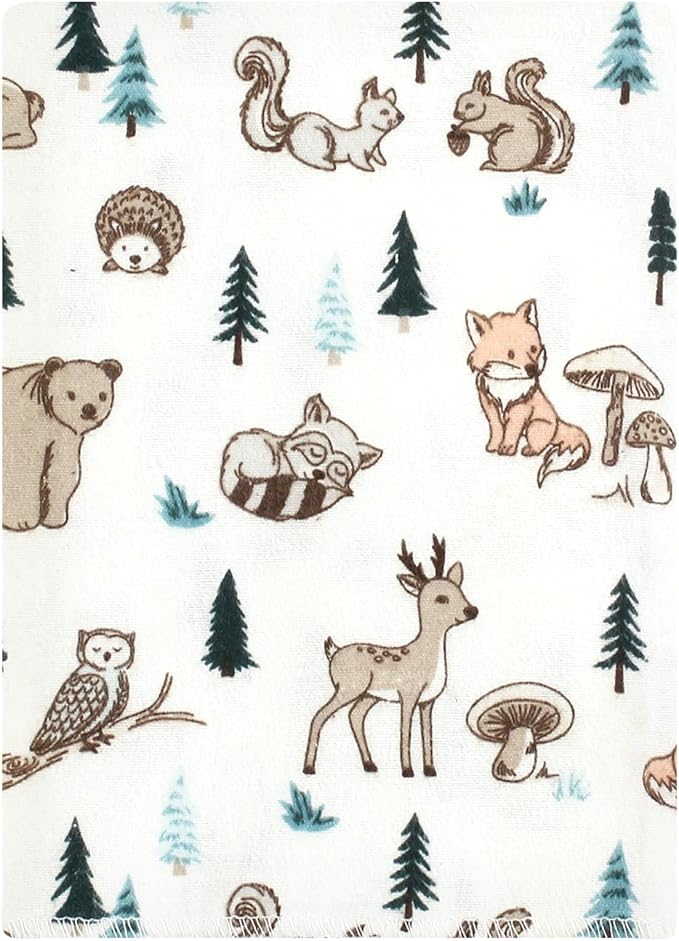 Hudson Baby Unisex Baby Cotton Flannel Burp Cloths Bundle, Boy Woodland Pals, One Size