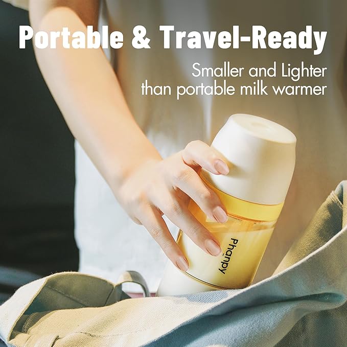 Phanpy Portable Bottle Warmer with Anti-Colic Thermostatic Baby Bottle, Bottle & Milk Warmer All-in-one, Travel-Ready with Fast Heating & Long-Lasting Keep Warm, 0.51 lB Weigh Smaller and Lighter