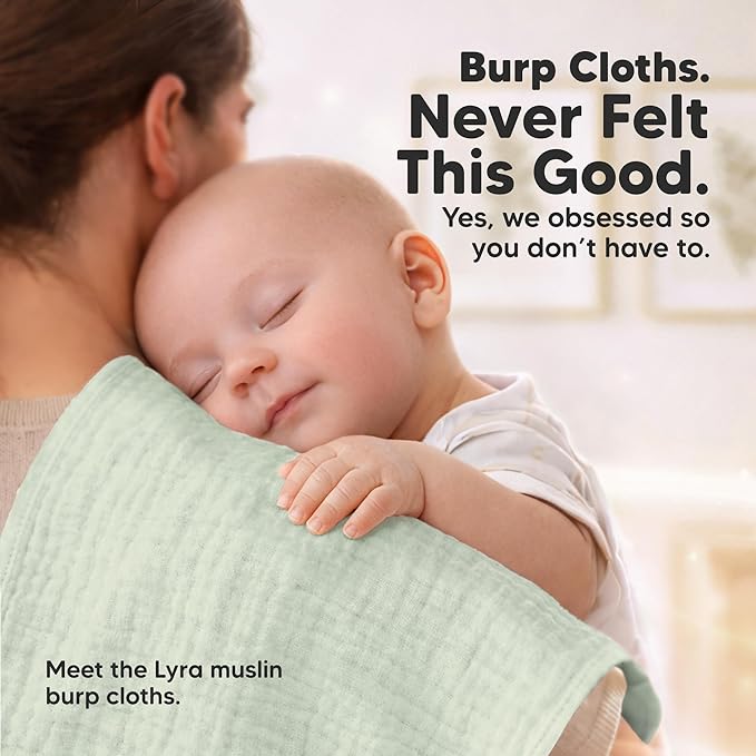 KeaBabies Organic Muslin Burp Cloths Baby Boy, Girl – 10-Pack 100% Cotton Muslin Burping Cloths for Babies, Newborn, 21x10 Large & Absorbent Spit Up Rags, Baby Washcloth, Infant Towels (Sage)